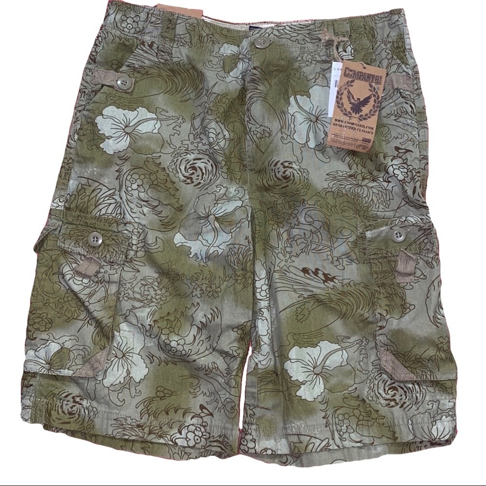 Company 81 14 boys green cargo shorts pockets NWT